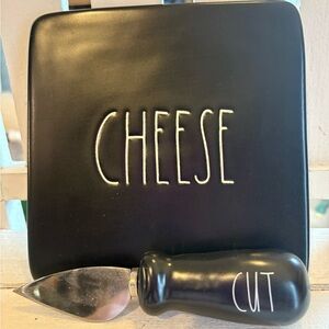 Black Cheese Board with Knife